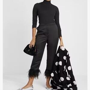 Kate Spade Satin Feather Trim Pant